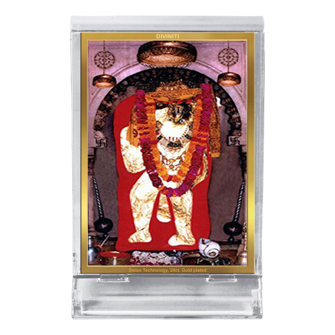 Diviniti 24K Gold Plated Mehandipur Balaji Frame For Car Dashboard, Home Decor, Puja, Gift (11 x 6.8 CM)