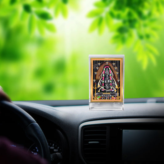 Diviniti 24K Gold Plated Ayyappa Vinayagar Frame For Car Dashboard, Home Decor, Worship & Gift (11 x 6.8 CM)