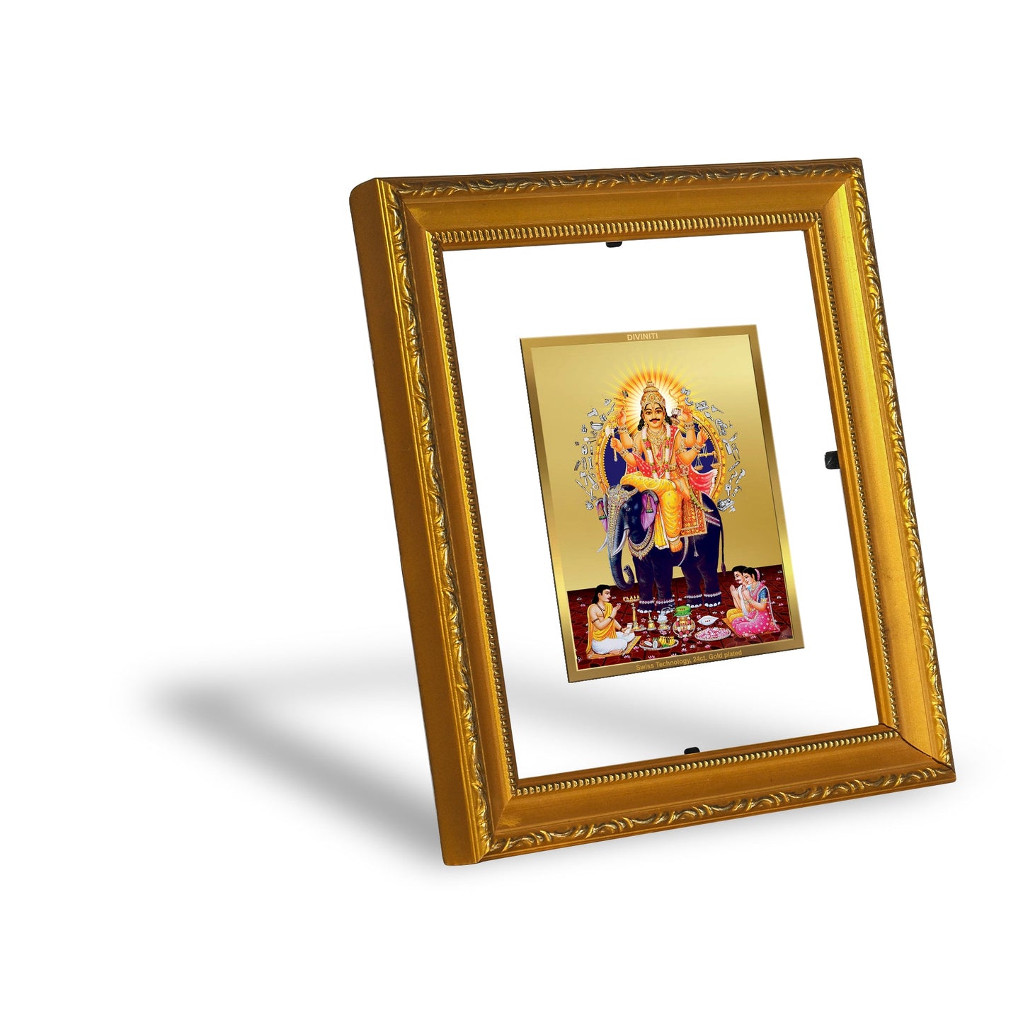 DIVINITI Vishwakarma Gold Plated Wall Photo Frame| DG Frame 101 Size 1 Wall Photo Frame and 24K Gold Plated Foil| Religious Photo Frame Idol For Prayer, Gifts Items (15CMX13CM)