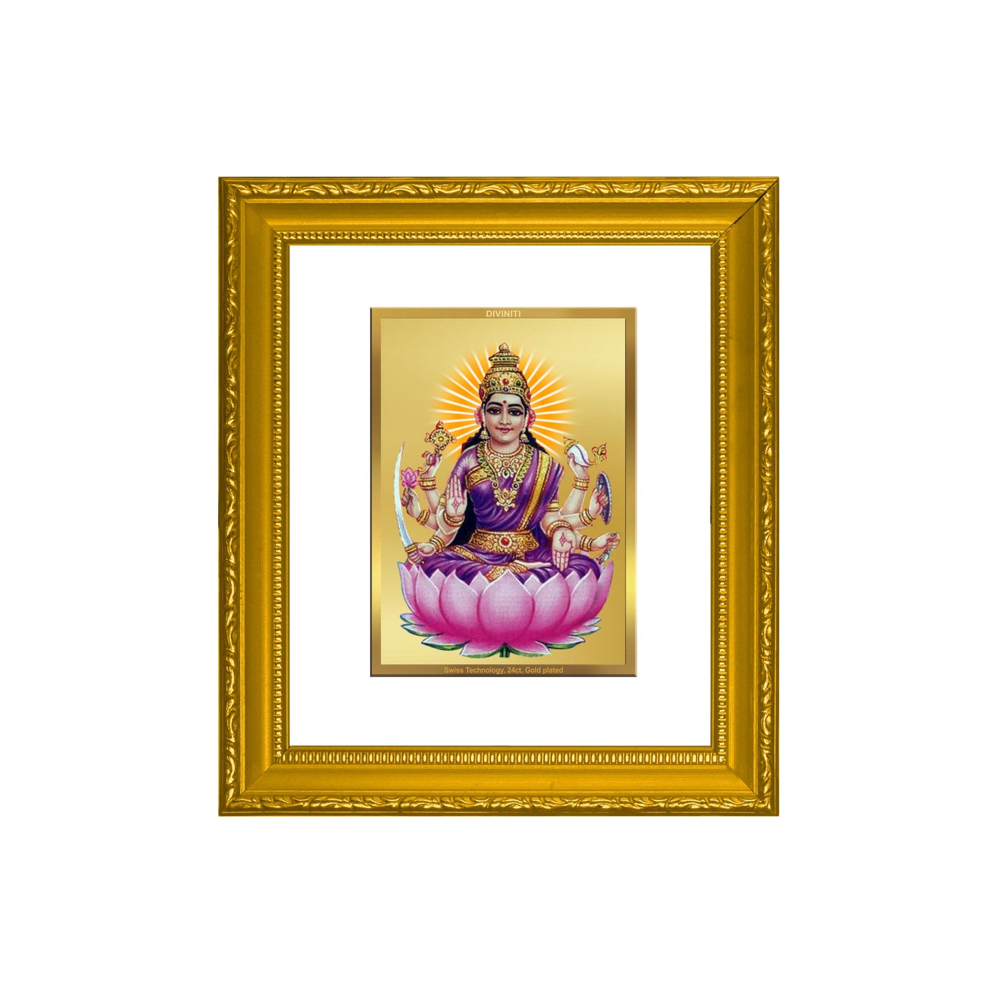 DIVINITI Vijaya Lakshmi Gold Plated Wall Photo Frame| DG Frame 101 Size 1 Wall Photo Frame and 24K Gold Plated Foil| Religious Photo Frame Idol For Prayer, Gifts Items (15CMX13CM)