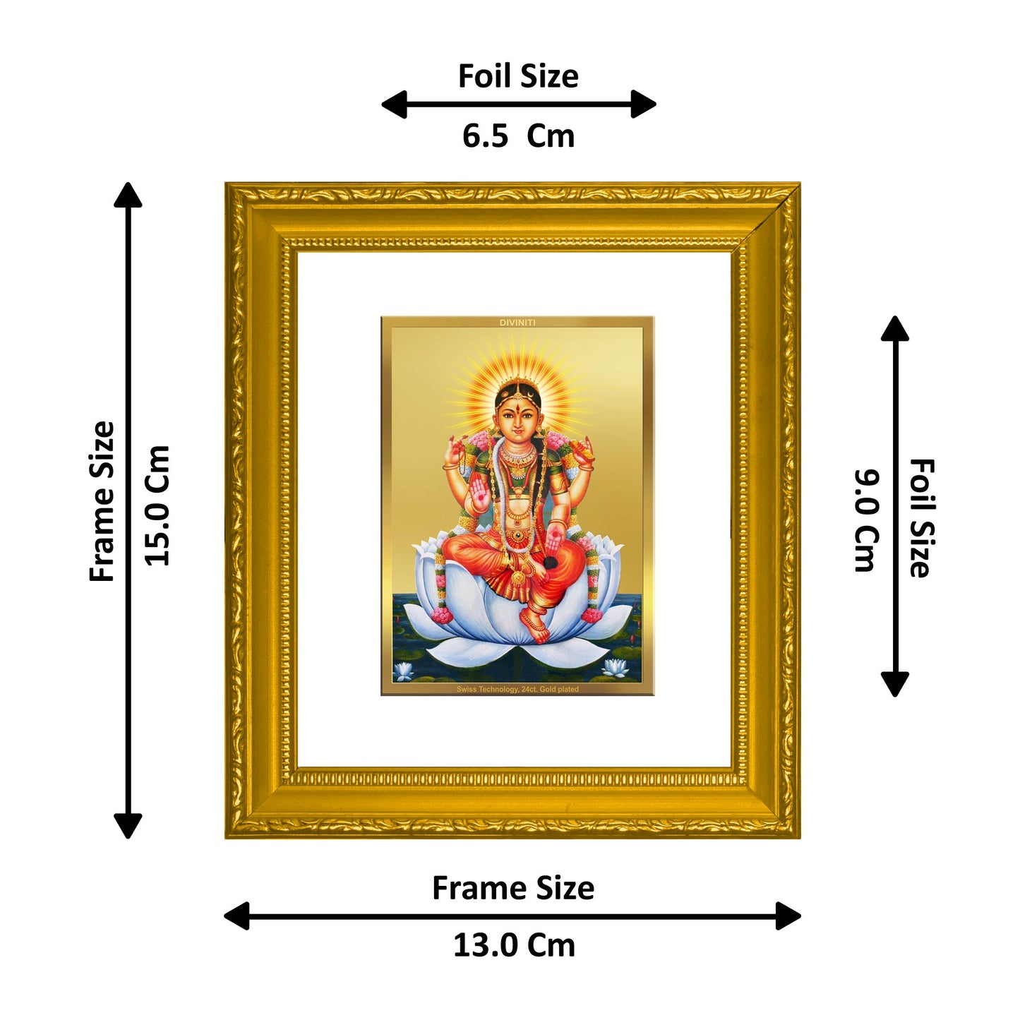 DIVINITI Tripura Devi Gold Plated Wall Photo Frame| DG Frame 101 Size 1 Wall Photo Frame and 24K Gold Plated Foil| Religious Photo Frame Idol For Prayer, Gifts Items (15CMX13CM)