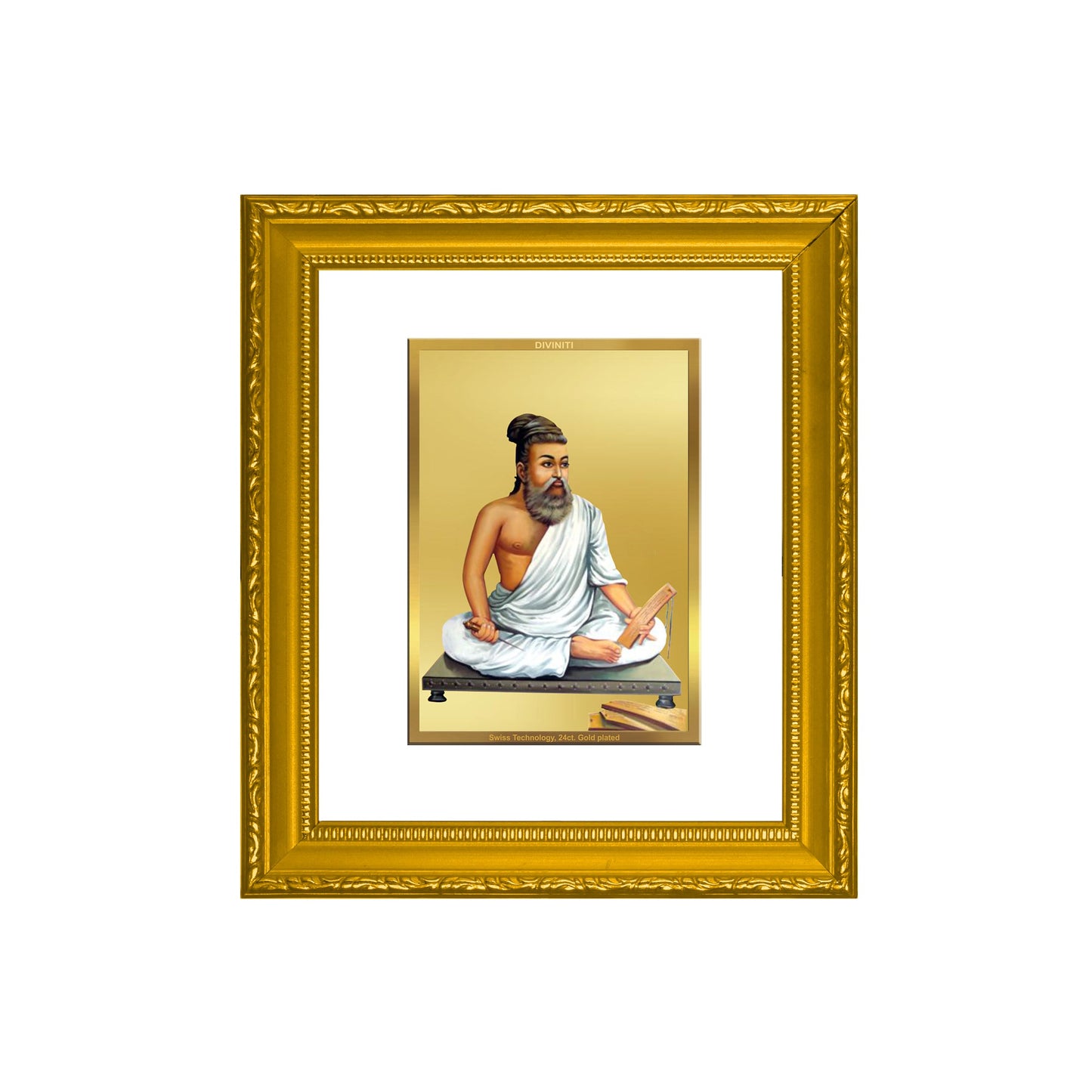 DIVINITI Thiruvalluvar Gold Plated Wall Photo Frame| DG Frame 101 SIZE 1 Wall Photo Frame and 24K Gold Plated Foil| Religious Photo Frame Idol For Prayer, Gifts Items (15CMX13CM)