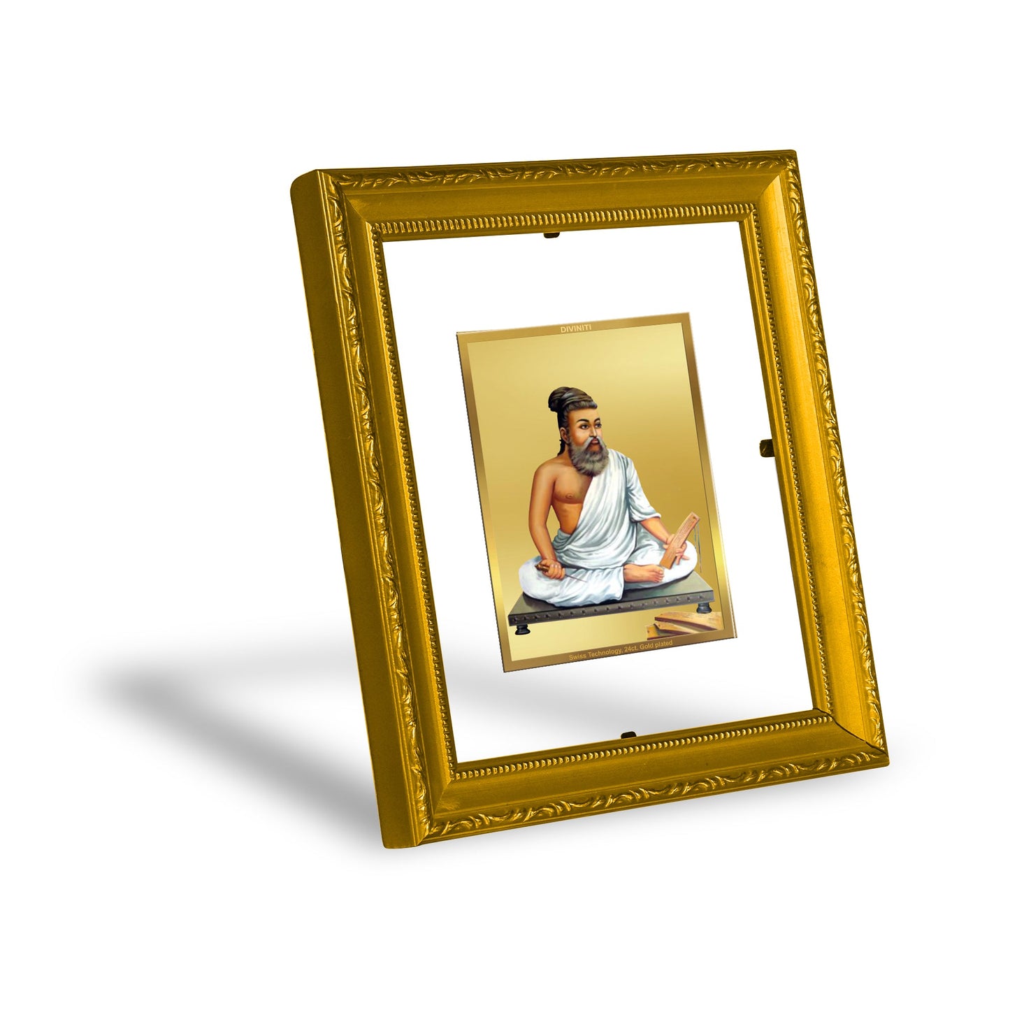 DIVINITI Thiruvalluvar Gold Plated Wall Photo Frame| DG Frame 101 SIZE 1 Wall Photo Frame and 24K Gold Plated Foil| Religious Photo Frame Idol For Prayer, Gifts Items (15CMX13CM)