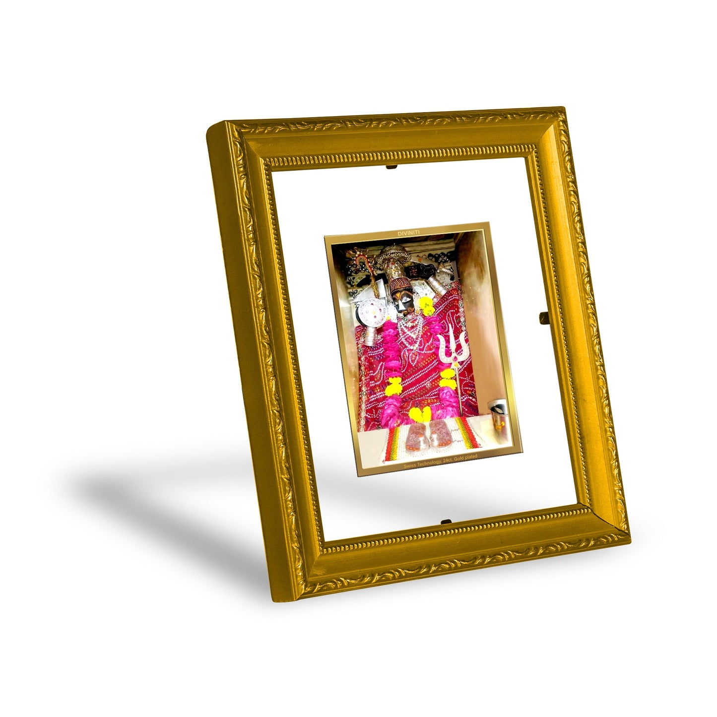 DIVINITI Oriya Mata Gold Plated Wall Photo Frame| DG Frame 101 Size 1 Wall Photo Frame and 24K Gold Plated Foil| Religious Photo Frame Idol For Prayer, Gifts Items (15CMX13CM)