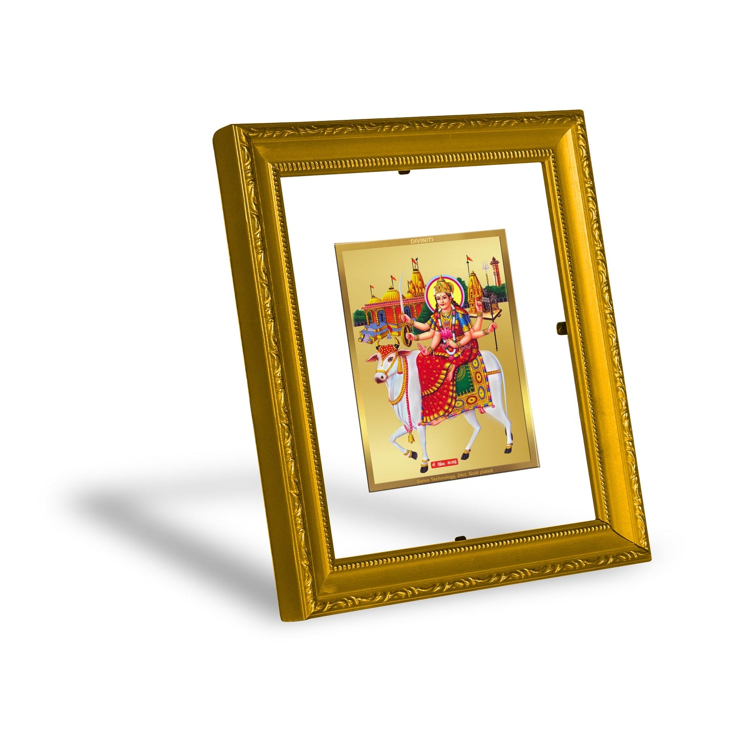 DIVINITI Umiya Mata Gold Plated Wall Photo Frame| DG Frame 101 Size 1 Wall Photo Frame and 24K Gold Plated Foil| Religious Photo Frame Idol For Prayer, Gifts Items (15CMX13CM)