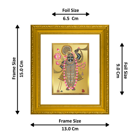 DIVINITI Shrinathji Gold Plated Wall Photo Frame| DG Frame 101 Size 1 Wall Photo Frame and 24K Gold Plated Foil| Religious Photo Frame Idol For Prayer, Gifts Items (15CMX13CM)