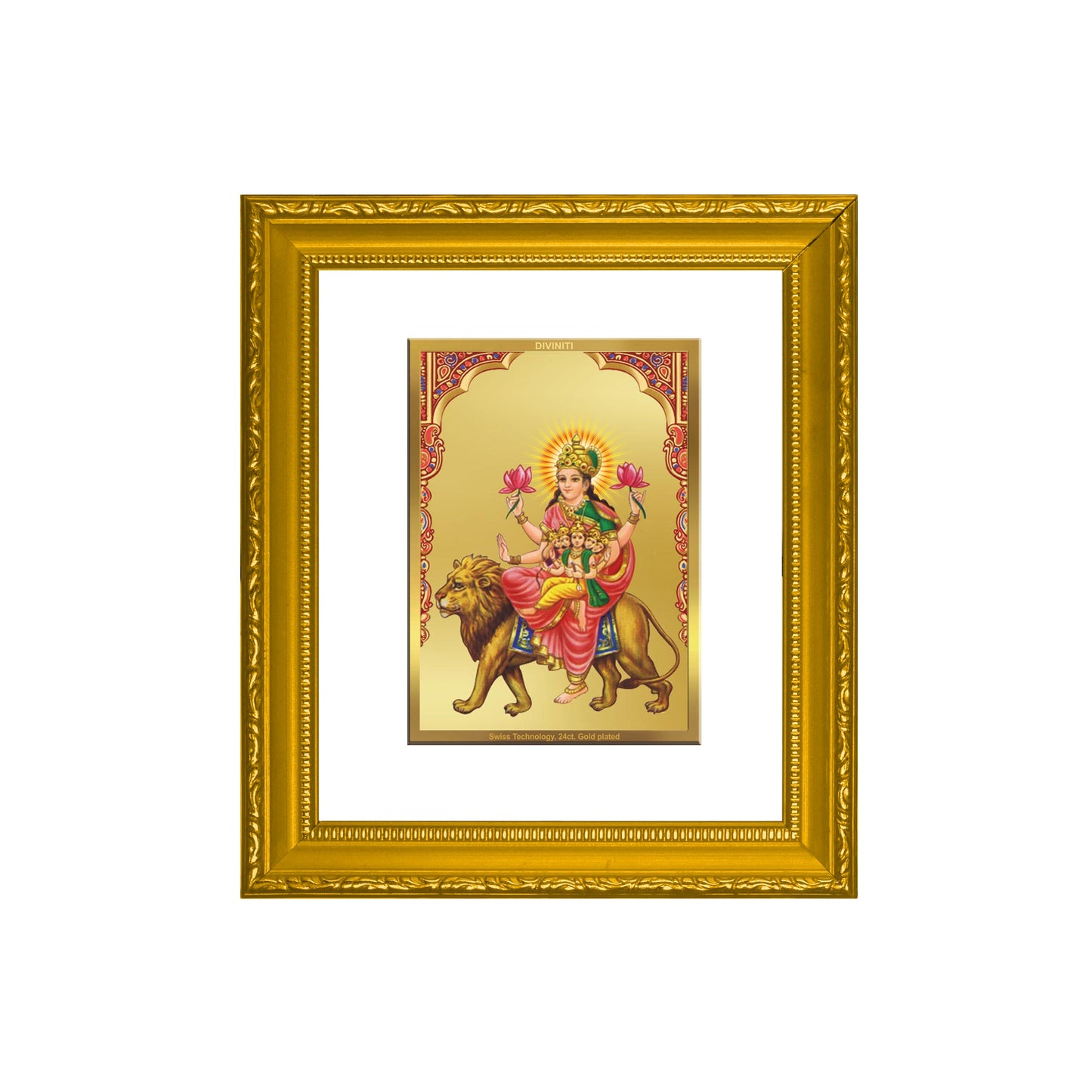 DIVINITI Skanda Mata Gold Plated Wall Photo Frame| DG Frame 101 Size 1 Wall Photo Frame and 24K Gold Plated Foil| Religious Photo Frame Idol For Prayer, Gifts Items (15CMX13CM)