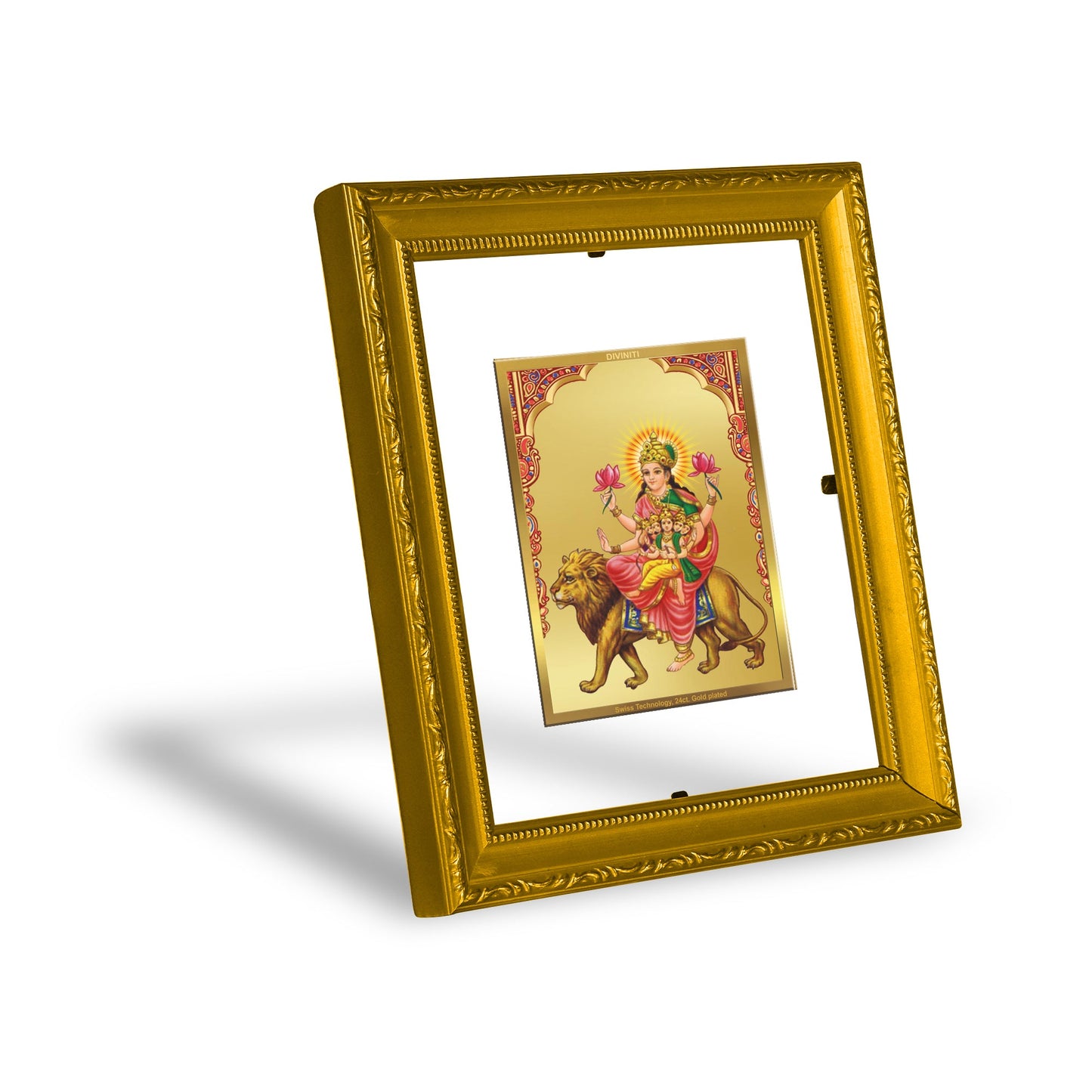 DIVINITI Skanda Mata Gold Plated Wall Photo Frame| DG Frame 101 Size 1 Wall Photo Frame and 24K Gold Plated Foil| Religious Photo Frame Idol For Prayer, Gifts Items (15CMX13CM)