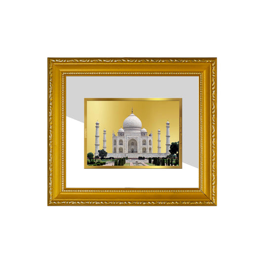 DIVINITI Taj Mahal Gold Plated Wall Photo Frame| DG Frame 101 SIZE 1 Wall Photo Frame and 24K Gold Plated Foil| Religious Photo Frame Idol For Prayer, Gifts Items (15CMX13CM)