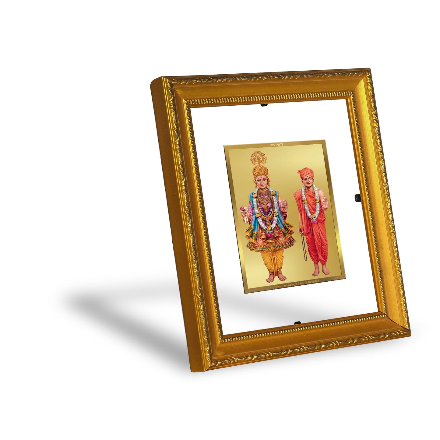 DIVINITI Swami Narayan Gold Plated Wall Photo Frame| DG Frame 101 SIZE 1 Wall Photo Frame and 24K Gold Plated Foil| Religious Photo Frame Idol For Prayer, Gifts Items (15CMX13CM)