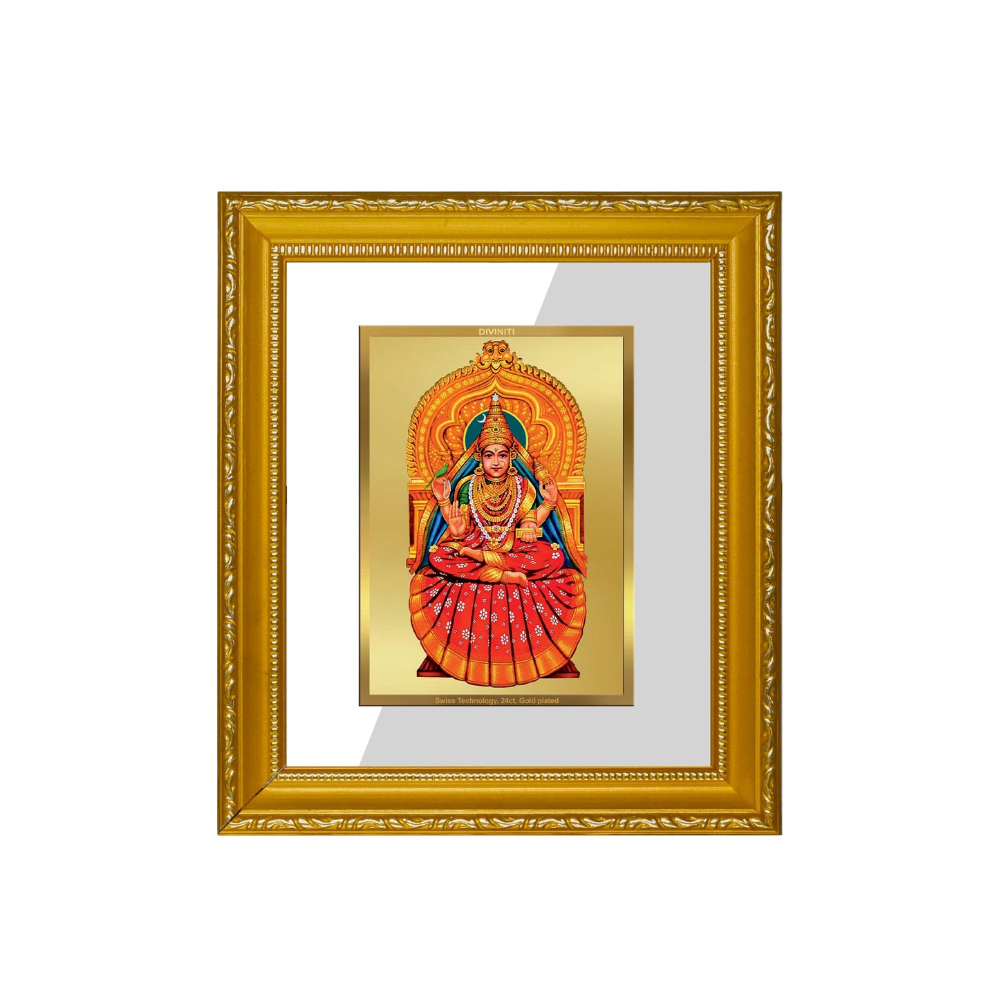 DIVINITI Sharda Mata Gold Plated Wall Photo Frame| DG Frame 101 Size 1 Wall Photo Frame and 24K Gold Plated Foil| Religious Photo Frame Idol For Prayer, Gifts Items (15CMX13CM)