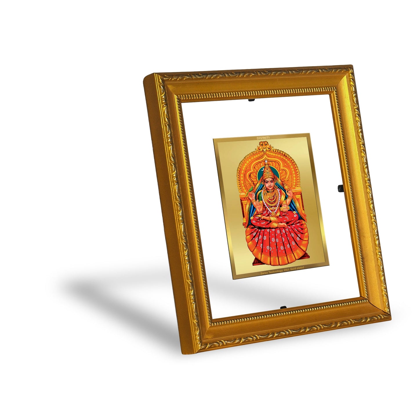 DIVINITI Sharda Mata Gold Plated Wall Photo Frame| DG Frame 101 Size 1 Wall Photo Frame and 24K Gold Plated Foil| Religious Photo Frame Idol For Prayer, Gifts Items (15CMX13CM)