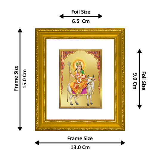 DIVINITI Shailputri Mata Gold Plated Wall Photo Frame| DG Frame 101 Size 1 Wall Photo Frame and 24K Gold Plated Foil| Religious Photo Frame Idol For Prayer, Gifts Items (15CMX13CM)