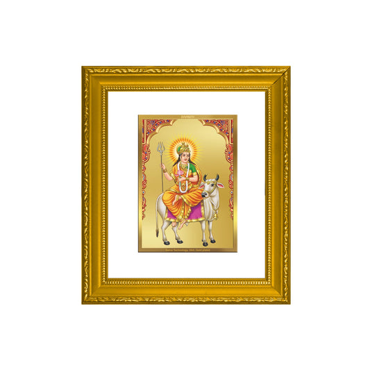 DIVINITI Shailputri Mata Gold Plated Wall Photo Frame| DG Frame 101 Size 1 Wall Photo Frame and 24K Gold Plated Foil| Religious Photo Frame Idol For Prayer, Gifts Items (15CMX13CM)