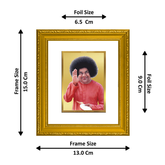 DIVINITI Sathya Sai Baba Gold Plated Wall Photo Frame| DG Frame 101 Size 1 Wall Photo Frame and 24K Gold Plated Foil| Religious Photo Frame Idol For Prayer, Gifts Items (15CMX13CM)