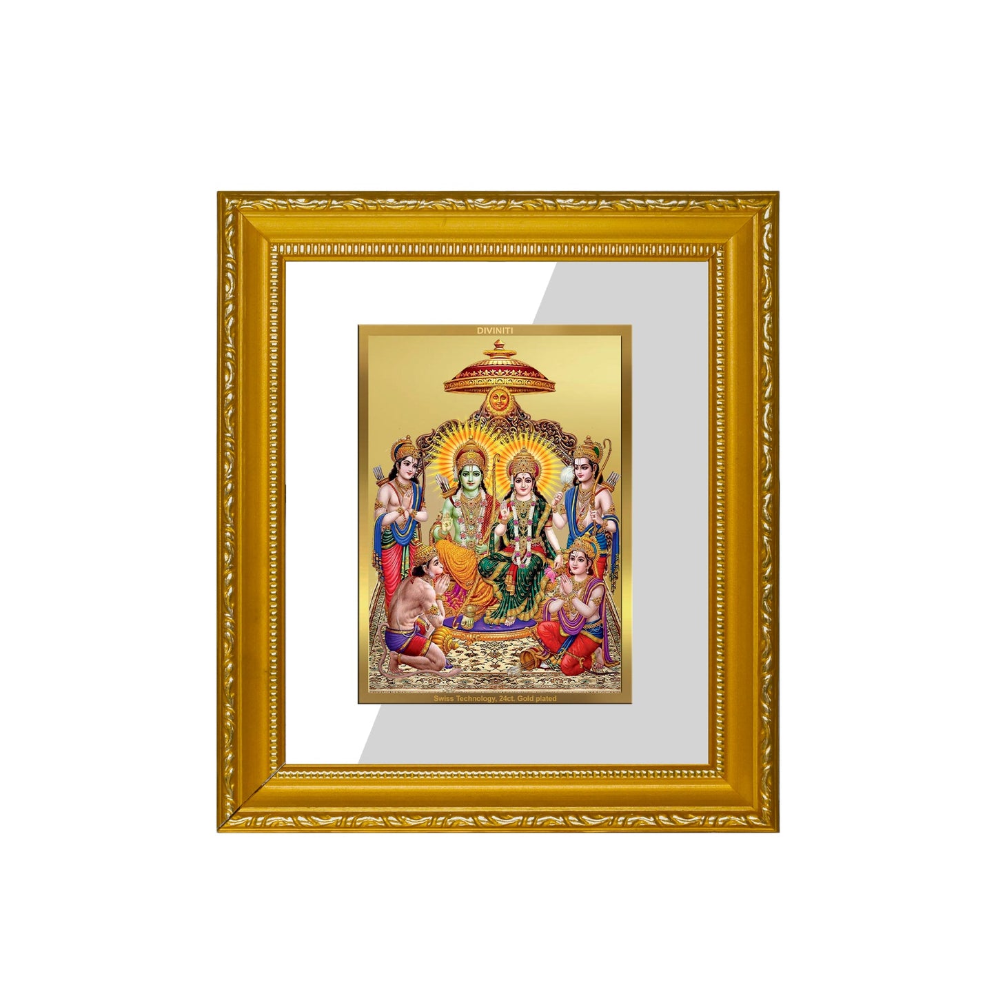 DIVINITI Ram Darbar-1 Gold Plated Wall Photo Frame| DG Frame 101 size 1 Wall Photo Frame and 24K Gold Plated Foil| Religious Photo Frame Idol For Prayer, Gifts Items (15CMX13CM)