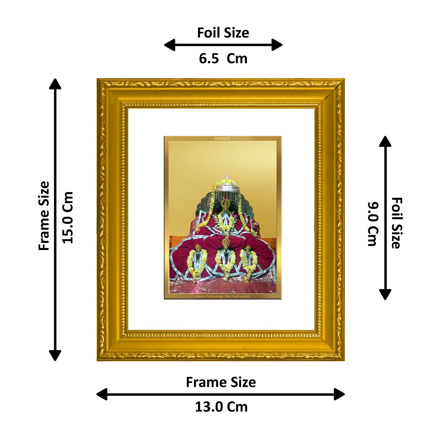 DIVINITI Ram Lalla Gold Plated Wall Photo Frame| DG Frame 101 Size 1 Wall Photo Frame and 24K Gold Plated Foil| Religious Photo Frame Idol For Prayer, Gifts Items (15CMX13CM)