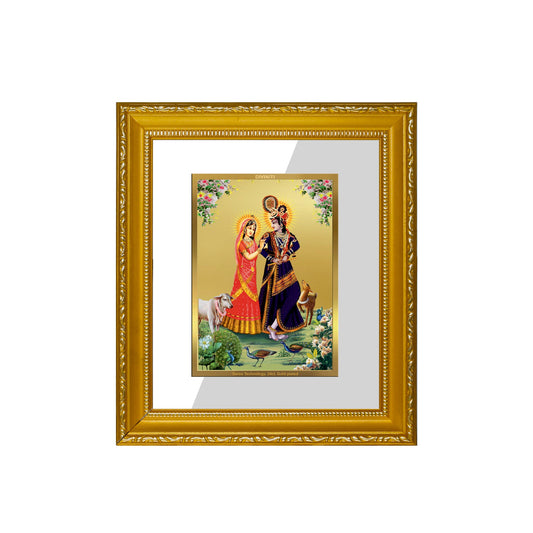 DIVINITI Radha Krishna-4 Gold Plated Wall Photo Frame| DG Frame 101 Size 1 Wall Photo Frame and 24K Gold Plated Foil| Religious Photo Frame Idol For Prayer, Gifts Items (15CMX13CM)