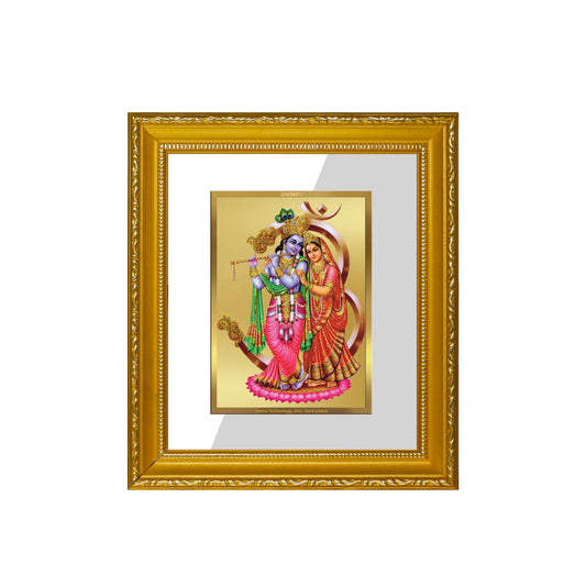 DIVINITI Radha Krishna-3 Gold Plated Wall Photo Frame| DG Frame 101 Size 1 Wall Photo Frame and 24K Gold Plated Foil| Religious Photo Frame Idol For Prayer, Gifts Items (15CMX13CM)