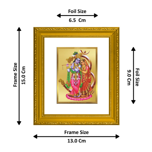 DIVINITI Radha Krishna-3 Gold Plated Wall Photo Frame| DG Frame 101 Size 1 Wall Photo Frame and 24K Gold Plated Foil| Religious Photo Frame Idol For Prayer, Gifts Items (15CMX13CM)