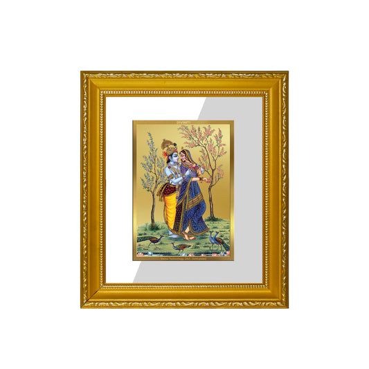 DIVINITI Radha Krishna-2 Gold Plated Wall Photo Frame| DG Frame 101 Size 1 Wall Photo Frame and 24K Gold Plated Foil| Religious Photo Frame Idol For Prayer, Gifts Items (15CMX13CM)