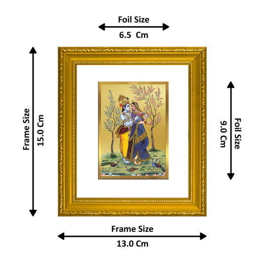 DIVINITI Radha Krishna-2 Gold Plated Wall Photo Frame| DG Frame 101 Size 1 Wall Photo Frame and 24K Gold Plated Foil| Religious Photo Frame Idol For Prayer, Gifts Items (15CMX13CM)