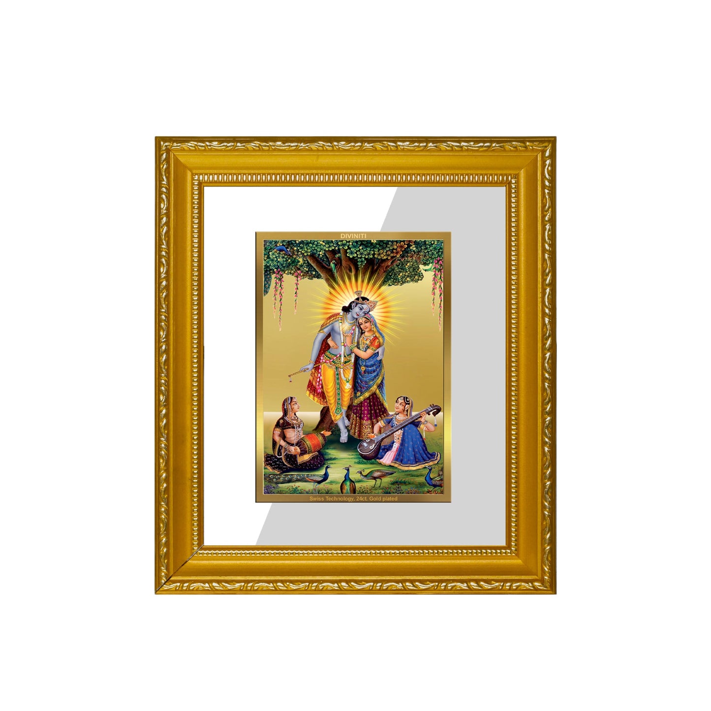 DIVINITI Radha Krishna-1 Gold Plated Wall Photo Frame| DG Frame 101 Size 1 Wall Photo Frame and 24K Gold Plated Foil| Religious Photo Frame Idol For Prayer, Gifts Items (15CMX13CM)