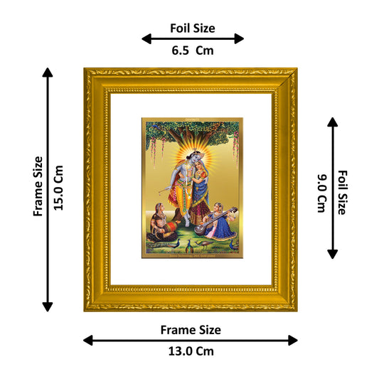 DIVINITI Radha Krishna-1 Gold Plated Wall Photo Frame| DG Frame 101 Size 1 Wall Photo Frame and 24K Gold Plated Foil| Religious Photo Frame Idol For Prayer, Gifts Items (15CMX13CM)