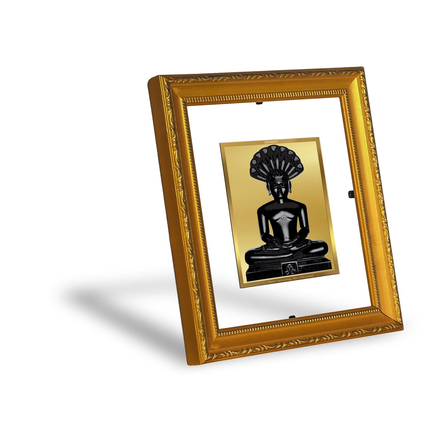 DIVINITI Parshwanath Gold Plated Wall Photo Frame| DG Frame 101 Size 1 Wall Photo Frame and 24K Gold Plated Foil| Religious Photo Frame Idol For Prayer, Gifts Items (15CMX13CM)