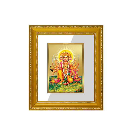 DIVINITI Panchmukhi Hanuman Gold Plated Wall Photo Frame| DG Frame 101 Size 1 Wall Photo Frame and 24K Gold Plated Foil| Religious Photo Frame Idol For Prayer, Gifts Items (15CMX13CM)