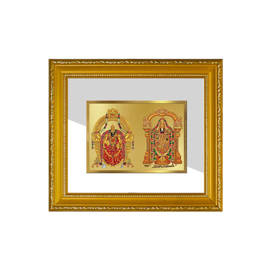 DIVINITI Padmavati & Balaji Gold Plated Wall Photo Frame| DG Frame 101 Size 1 Wall Photo Frame and 24K Gold Plated Foil| Religious Photo Frame Idol For Prayer, Gifts Items (15CMX13CM)