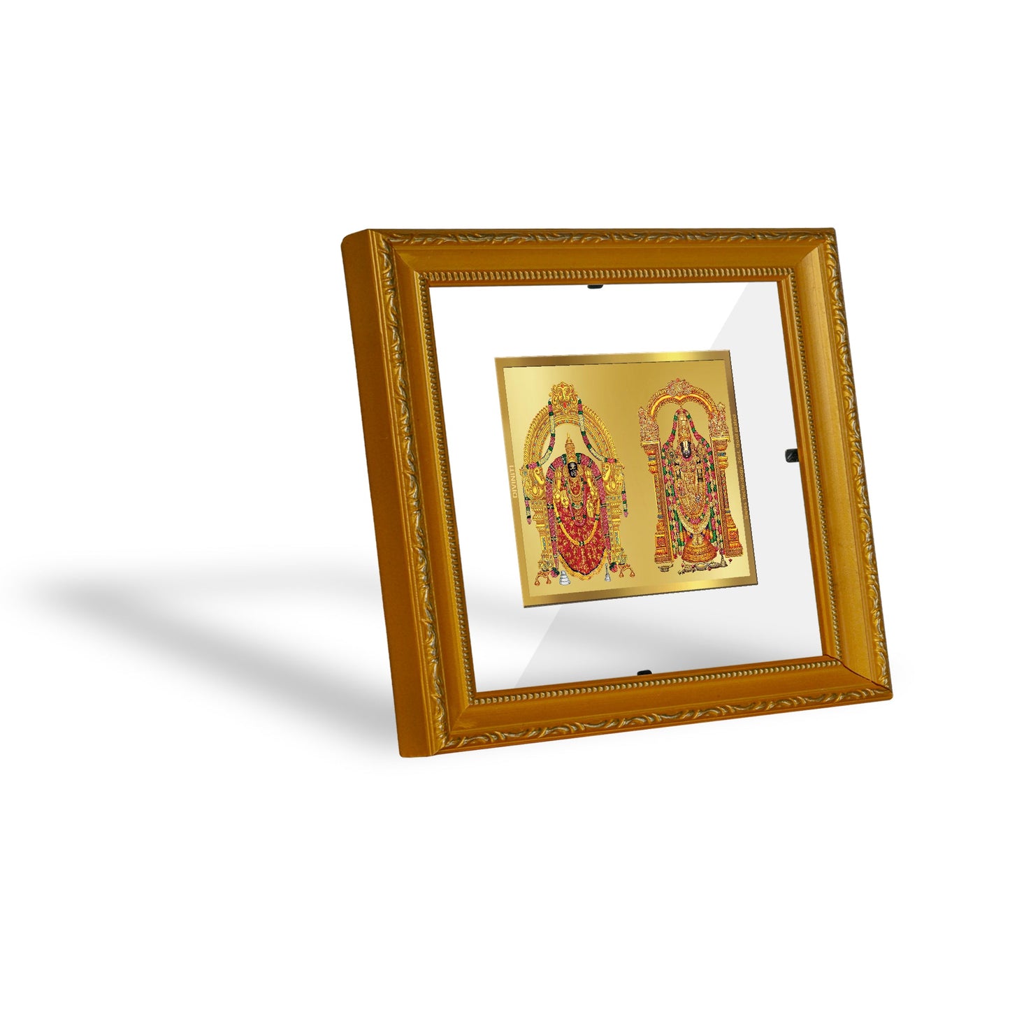 DIVINITI Padmavati & Balaji Gold Plated Wall Photo Frame| DG Frame 101 Size 1 Wall Photo Frame and 24K Gold Plated Foil| Religious Photo Frame Idol For Prayer, Gifts Items (15CMX13CM)