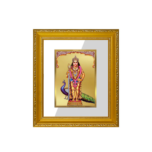 DIVINITI Murugan-1 Gold Plated Wall Photo Frame| DG Frame 101 Wall Photo Frame and 24K Gold Plated Foil| Religious Photo Frame Idol For Prayer, Gifts Items (15.5CMX13.5CM)