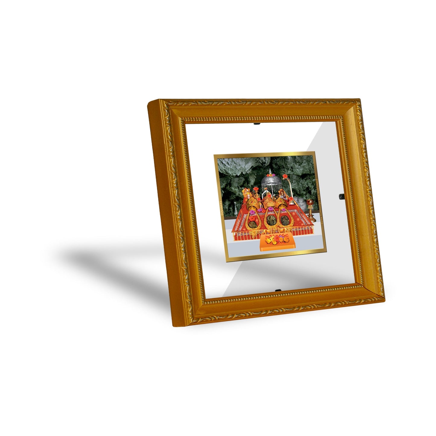 DIVINITI Mata Ka Darbar NEW Gold Plated Wall Photo Frame| DG Frame 101 Wall Photo Frame and 24K Gold Plated Foil| Religious Photo Frame Idol For Prayer, Gifts Items (15.5CMX13.5CM)