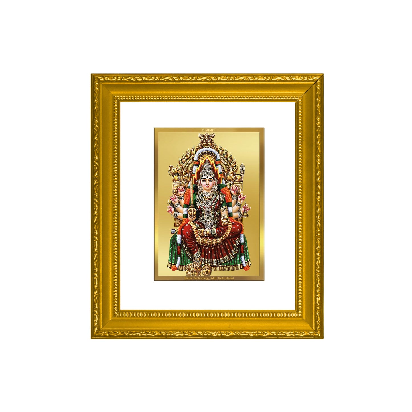 DIVINITI Samayapuram Mariamman Gold Plated Wall Photo Frame| DG Frame 101 Wall Photo Frame and 24K Gold Plated Foil| Religious Photo Frame Idol For Prayer, Gifts Items (15.5CMX13.5CM)