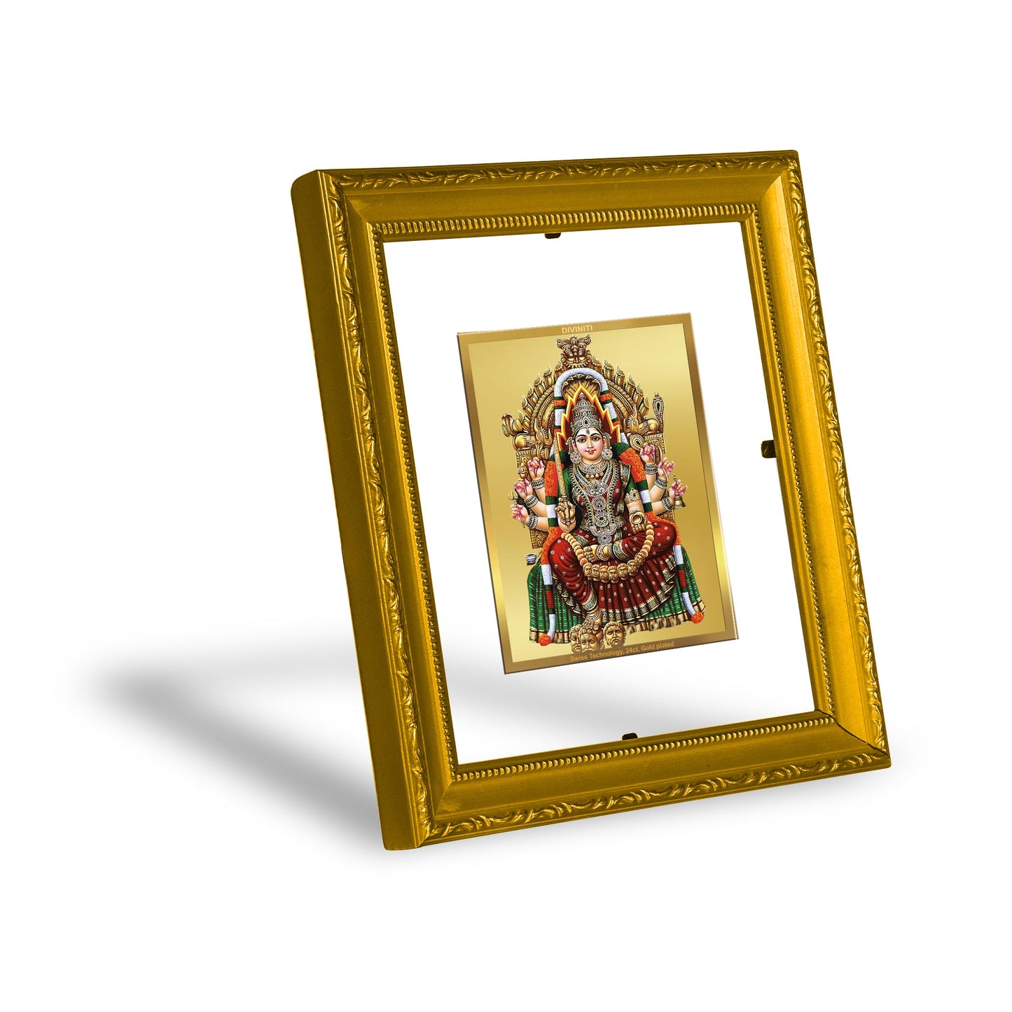 DIVINITI Samayapuram Mariamman Gold Plated Wall Photo Frame| DG Frame 101 Wall Photo Frame and 24K Gold Plated Foil| Religious Photo Frame Idol For Prayer, Gifts Items (15.5CMX13.5CM)