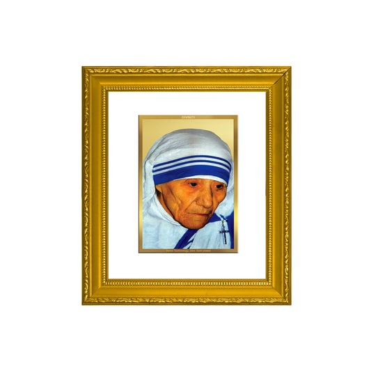 DIVINITI Mother Teresa Gold Plated Wall Photo Frame| DG Frame 101 Wall Photo Frame and 24K Gold Plated Foil| Religious Photo Frame Idol For Prayer, Gifts Items (15.5CMX13.5CM)