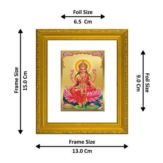 DIVINITI Lakshmi Gold Plated Wall Photo Frame| DG Frame 101 Wall Photo Frame and 24K Gold Plated Foil| Religious Photo Frame Idol For Prayer, Gifts Items (15.5CMX13.5CM)