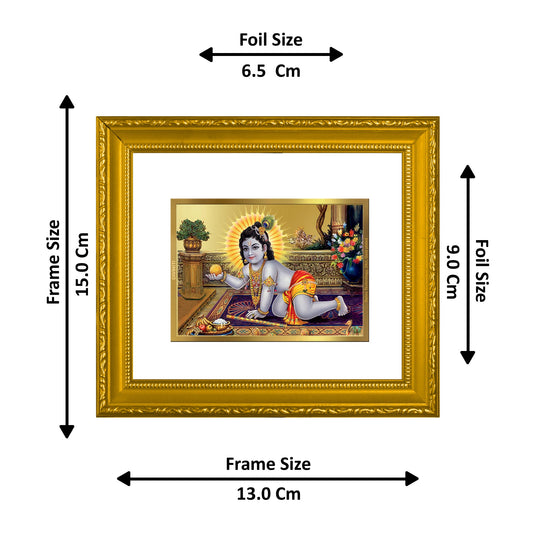 DIVINITI Laddu Gopal Gold Plated Wall Photo Frame| DG Frame 101 Wall Photo Frame and 24K Gold Plated Foil| Religious Photo Frame Idol For Prayer, Gifts Items (15.5CMX13.5CM)