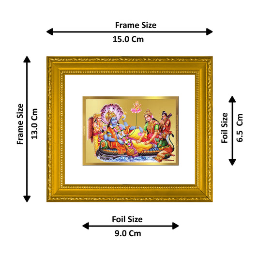 DIVINITI Vishnu Lakshmi Gold Plated Wall Photo Frame| DG Frame 101 Wall Photo Frame and 24K Gold Plated Foil| Religious Photo Frame Idol For Prayer, Gifts Items (15.5CMX13.5CM)