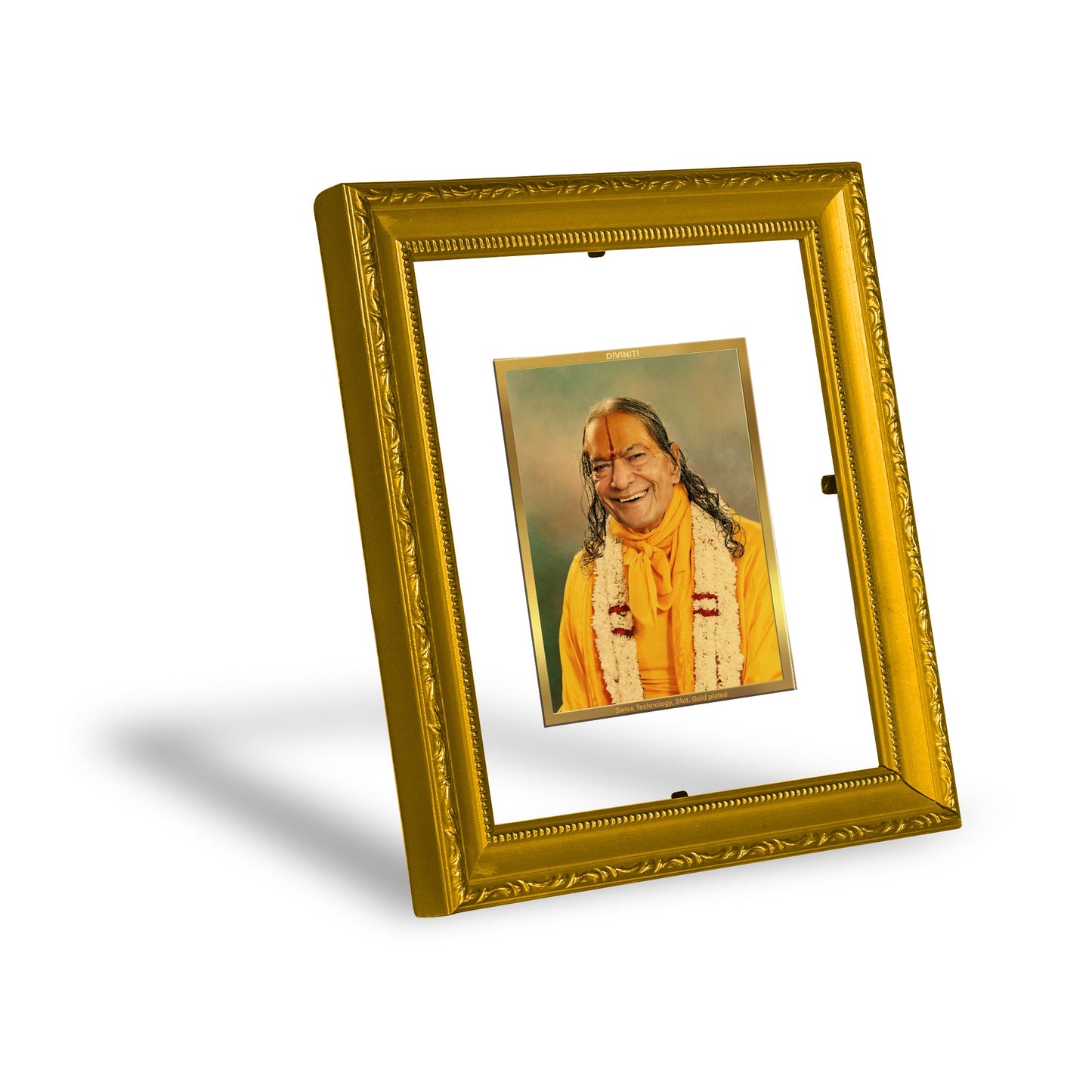 DIVINITI Kripalu Ji Maharaj Gold Plated Wall Photo Frame| DG Frame 101 Wall Photo Frame and 24K Gold Plated Foil| Religious Photo Frame Idol For Prayer, Gifts Items (15.5CMX13.5CM)