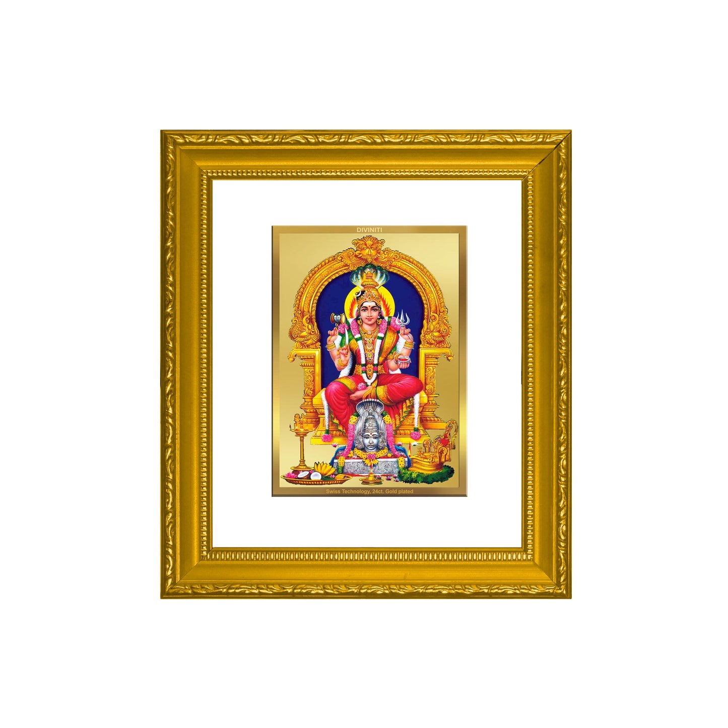 DIVINITI Karumariamman Gold Plated Wall Photo Frame| DG Frame 101 Wall Photo Frame and 24K Gold Plated Foil| Religious Photo Frame Idol For Prayer, Gifts Items (15.5CMX13.5CM)