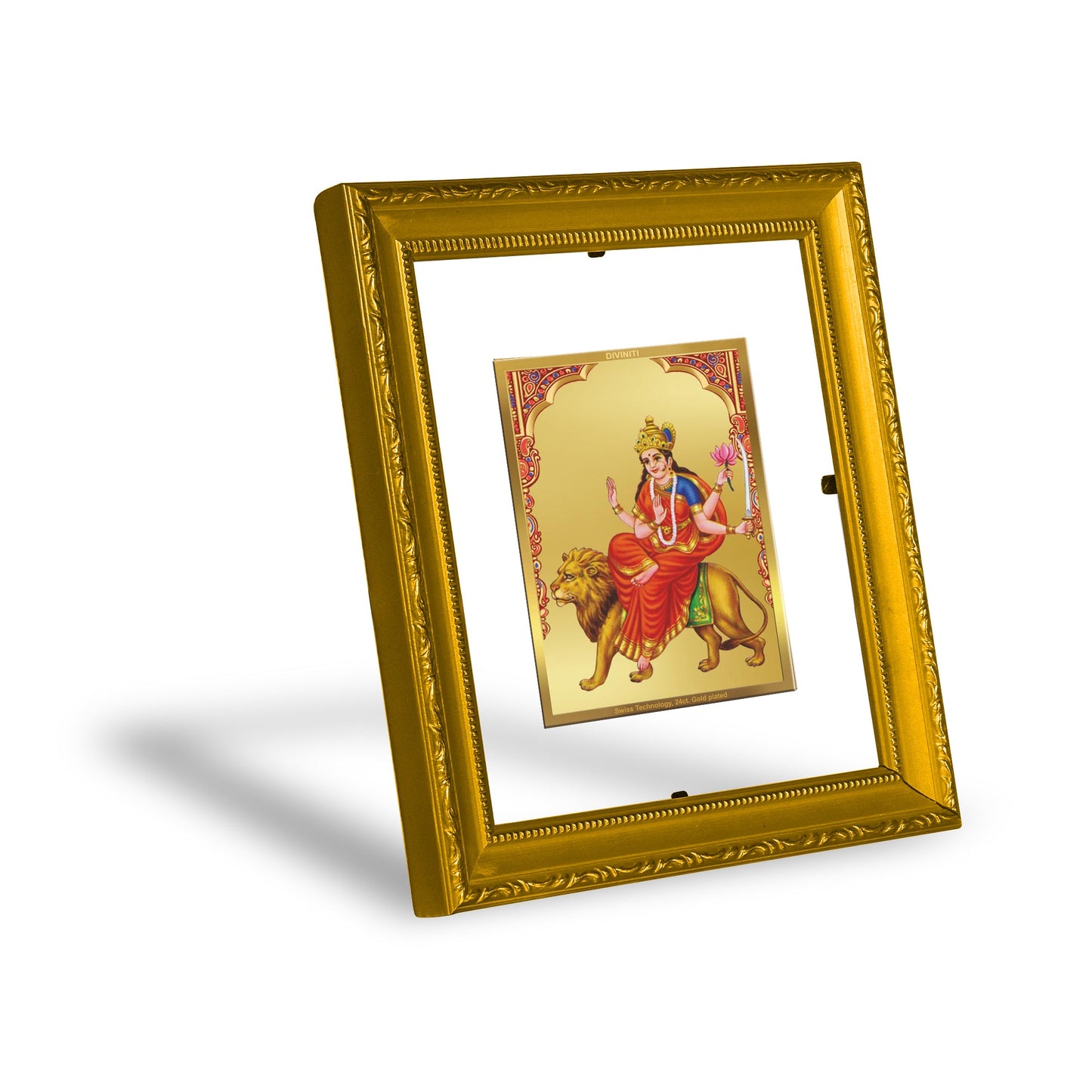 DIVINITI Katyani Mata Gold Plated Wall Photo Frame| DG Frame 101 Wall Photo Frame and 24K Gold Plated Foil| Religious Photo Frame Idol For Prayer, Gifts Items (15.5CMX13.5CM)