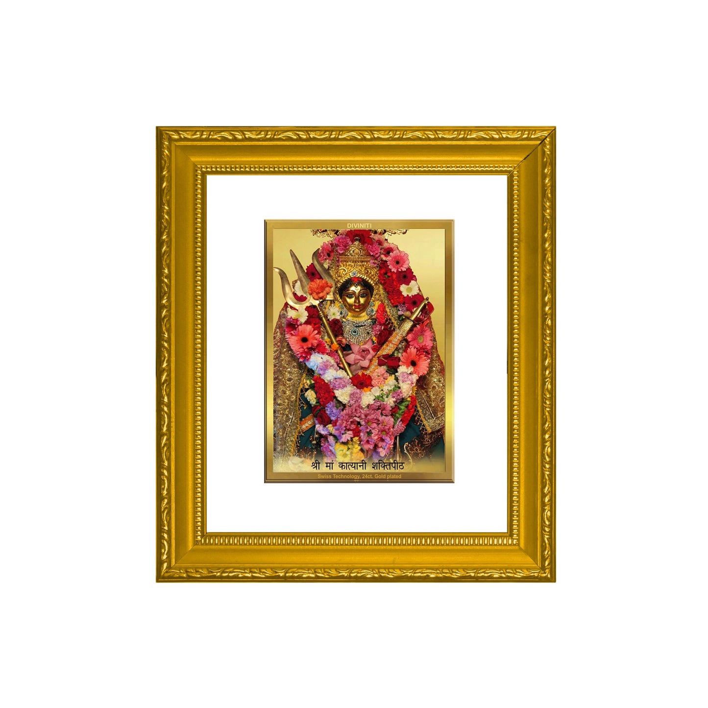 DIVINITI Kali maa Gold Plated Wall Photo Frame| DG Frame 101 Wall Photo Frame and 24K Gold Plated Foil| Religious Photo Frame Idol For Prayer, Gifts Items (15.5CMX13.5CM)