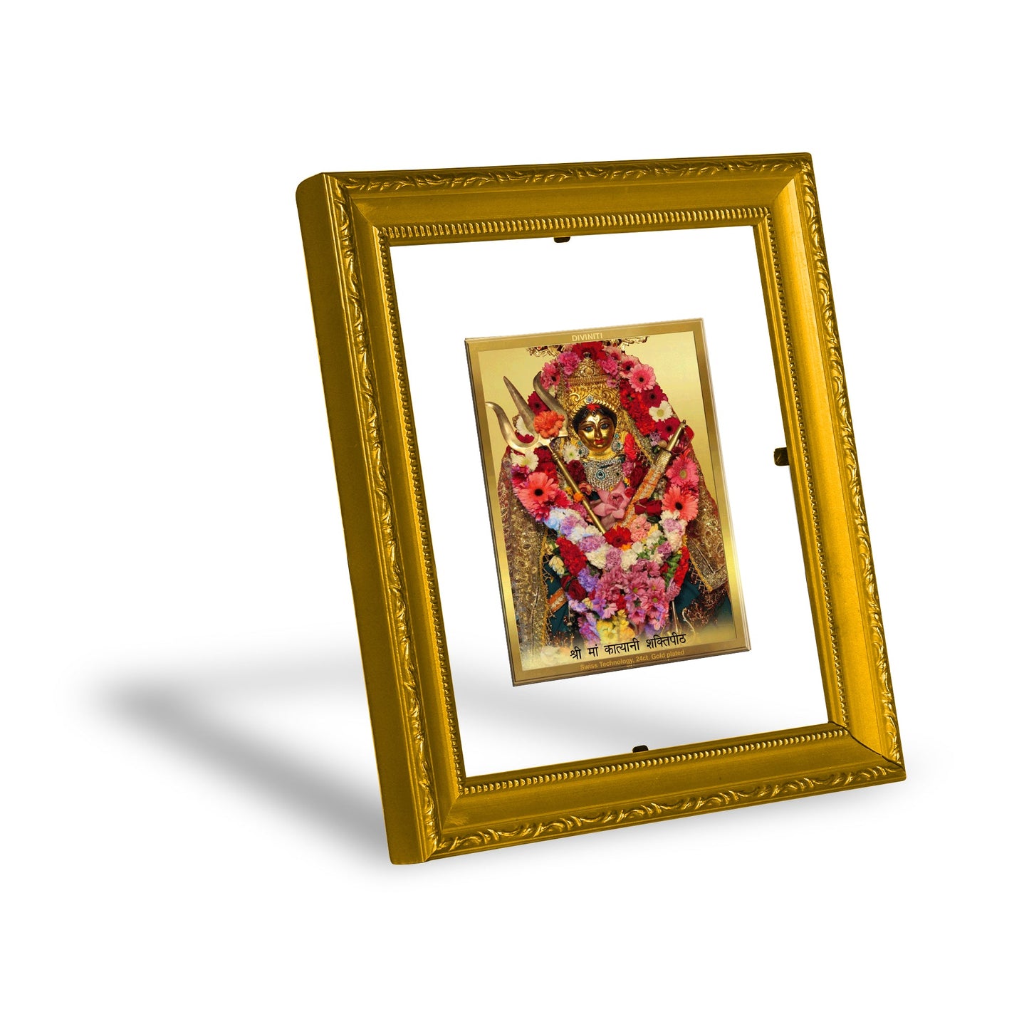 DIVINITI Kali maa Gold Plated Wall Photo Frame| DG Frame 101 Wall Photo Frame and 24K Gold Plated Foil| Religious Photo Frame Idol For Prayer, Gifts Items (15.5CMX13.5CM)