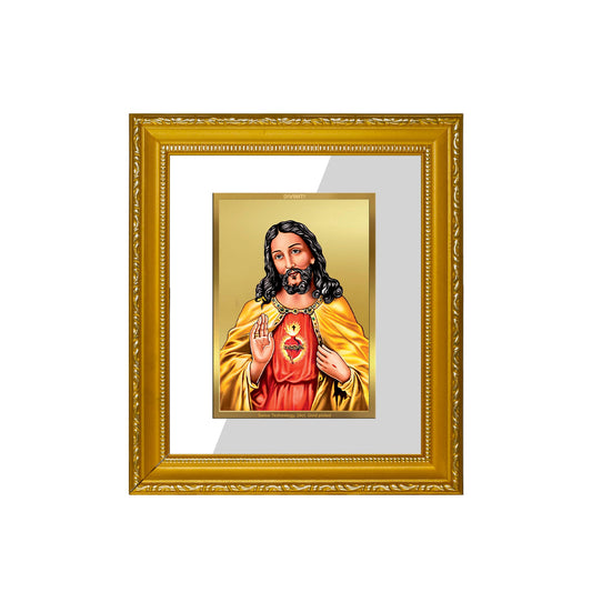 DIVINITI Jesus Gold Plated Wall Photo Frame| DG Frame 101 Wall Photo Frame and 24K Gold Plated Foil| Religious Photo Frame Idol For Prayer, Gifts Items (15.5CMX13.5CM)