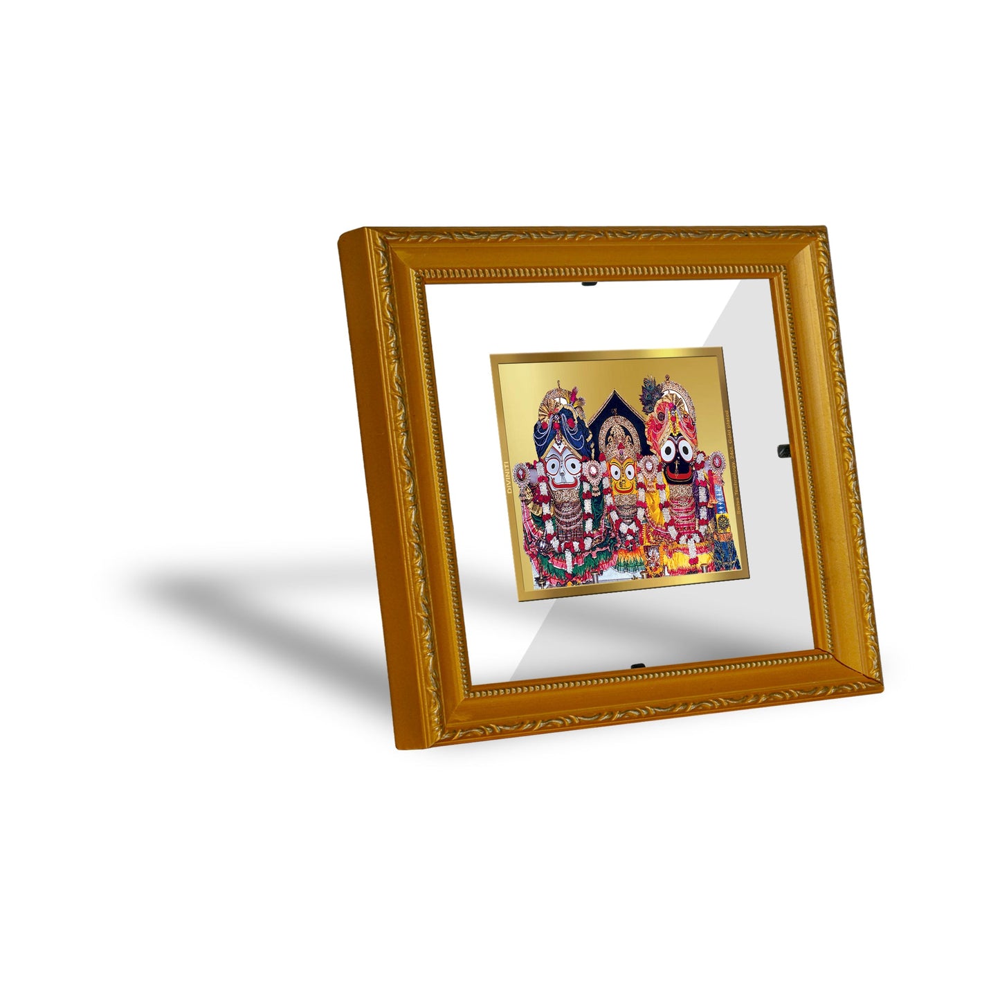 DIVINITI Jagannath Gold Plated Wall Photo Frame| DG Frame 101 Wall Photo Frame and 24K Gold Plated Foil| Religious Photo Frame Idol For Prayer, Gifts Items (15.5CMX13.5CM)