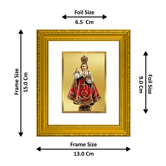 DIVINITI Infant Jesus Gold Plated Wall Photo Frame| DG Frame 101 Wall Photo Frame and 24K Gold Plated Foil| Religious Photo Frame Idol For Prayer, Gifts Items (15.5CMX13.5CM)