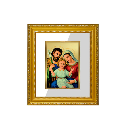 DIVINITI Holy Family Gold Plated Wall Photo Frame| DG Frame 101 Wall Photo Frame and 24K Gold Plated Foil| Religious Photo Frame Idol For Prayer, Gifts Items (15.5CMX13.5CM)