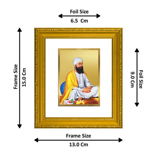 DIVINITI Guru Tegh Bahadur Ji Gold Plated Wall Photo Frame| DG Frame 101 Wall Photo Frame and 24K Gold Plated Foil| Religious Photo Frame Idol For Prayer, Gifts Items (15.5CMX13.5CM)